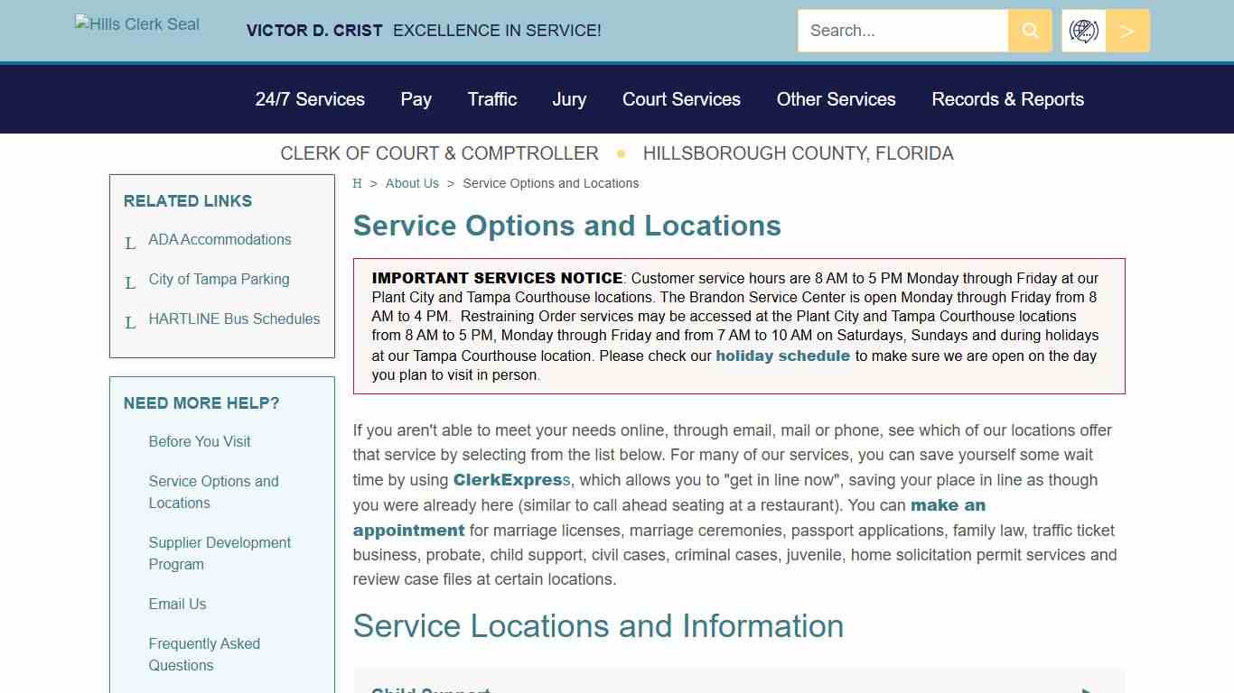 Service Options and Locations - Hillsclerk